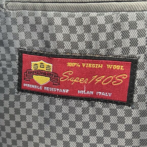 Mantoni 42R Suit 36x31 Flat Front 100% Wool Black Pinstriped Two Button Vented - Picture 5 of 13